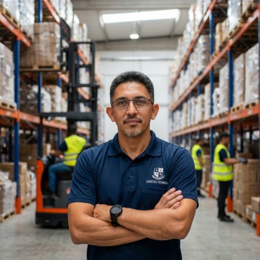 Especialista técnico avaliando processos de automação de estoque no chão de fábrica.