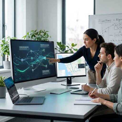 Equipe analisando informações logísticas para apoiar decisões.