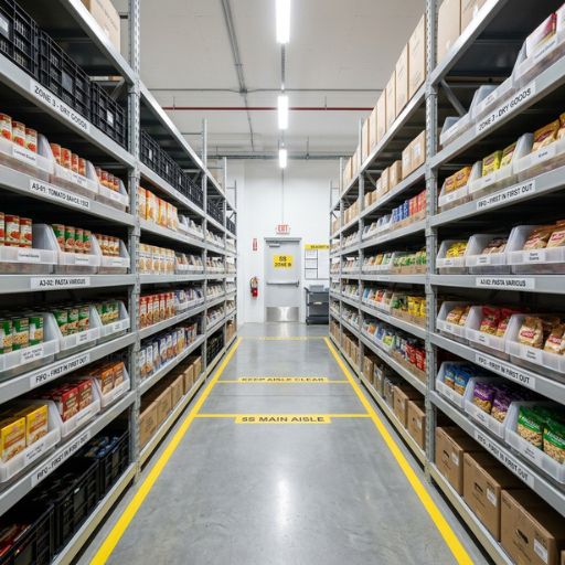 Prateleiras comerciais padronizadas e limpas para otimizar o controle de estoque para minimercados.