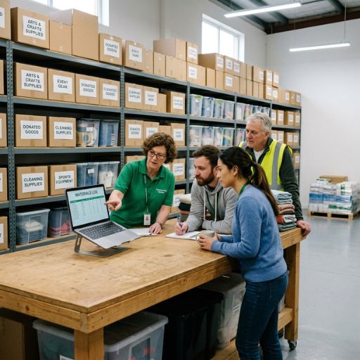 Equipe operacional alinhando processos e conferindo dados em um terminal digital para uma gestao de estoque inteligente.