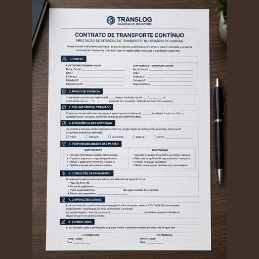 Exemplo de contrato de fornecimento contínuo para operações logísticas.