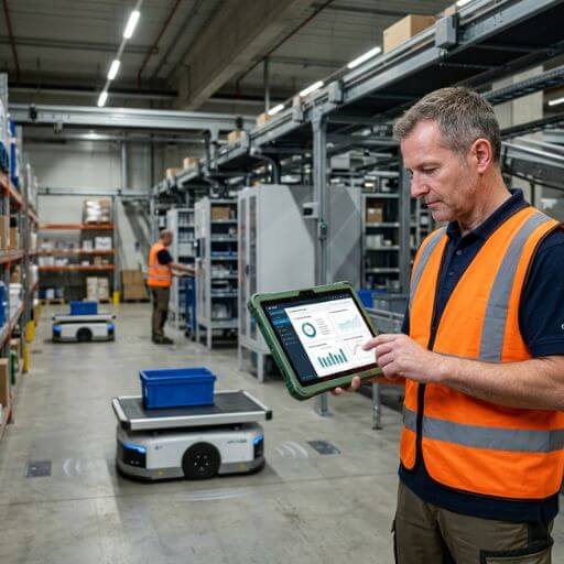 Centro de distribuição utilizando ERP na logística integrado à inteligência artificial e automação.