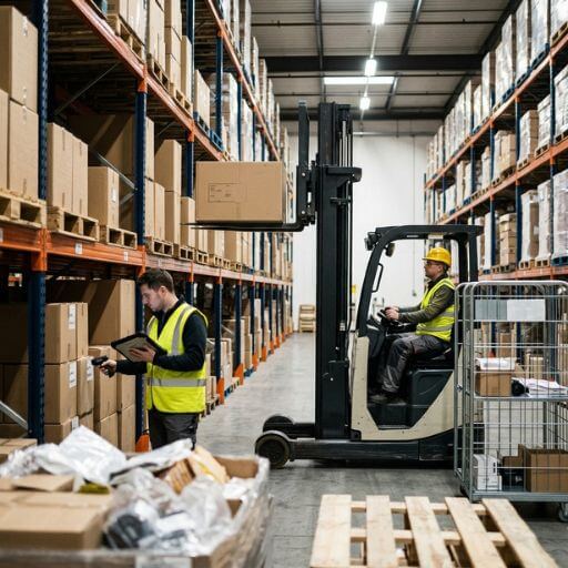 Estoque, armazenagem e movimentação de materiais em uma operação logística organizada