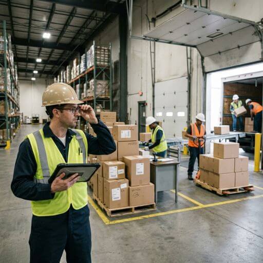 Profissional observando o fluxo operacional para compreender os fundamentos da logística