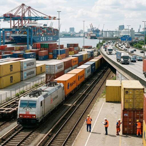 Integração entre os diferentes modais do transporte de cargas em operação logística.