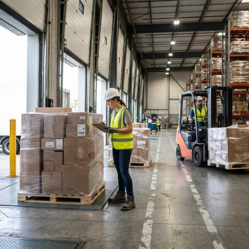 Processo de armazenagem com recebimento, conferência e movimentação interna de mercadorias.