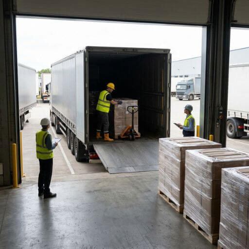 Transporte e distribuição completando o fluxo logístico durante a expedição de mercadorias
